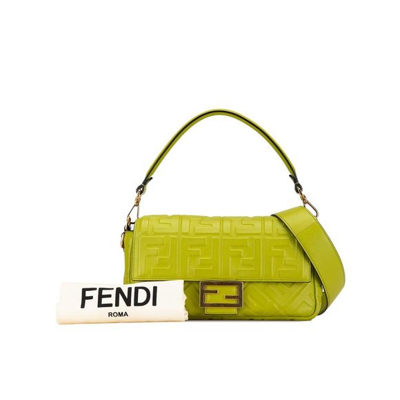 Pre Loved Fendi Roma Bag Lime Green Leather Women Messenger Bags - Picture 8 of 8